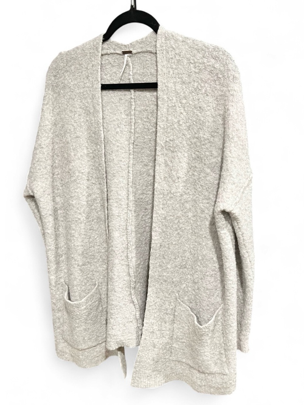 Free People Heather Light Gray Open-Front Cardigan